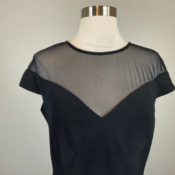 Betsy & Adam Mini Fit and Flare Cocktail Dress Size 8 Black Knit and Pink Satin - Picture 5 of 12